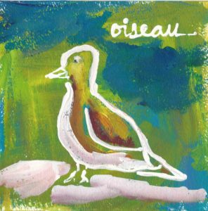 oiseau acrylic on heavy paper janet bright thebrightshoppe canadian art bird painting