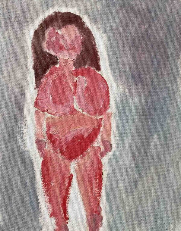 art for small spaces painting acrylic on canvas board pink nude