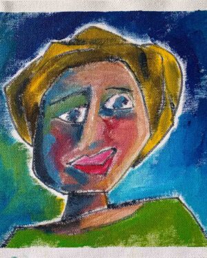 portrait green shirt small painting thebrightshoppe janet bright acrylic on canvas paper