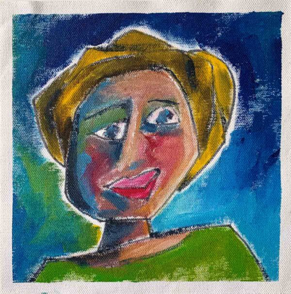 portrait green shirt small painting thebrightshoppe janet bright acrylic on canvas paper