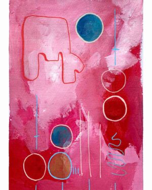 pink red iii abstract painting acrylic gouache