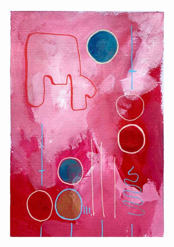 pink red iii abstract painting acrylic gouache