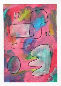 polar pink ii small painting gouache abstract janet bright canadian art jjbright