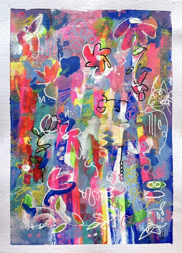 petit jardin small painting janet bright artist thebrightshoppe acrylic colourful