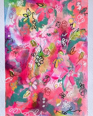 pink lemon sunshine acrylic painting janet bright artist fluorescent colourful pink