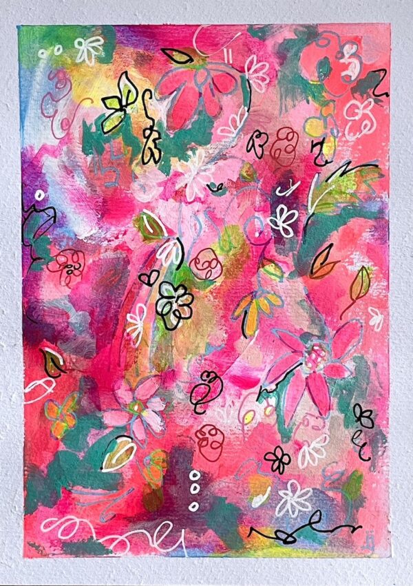 pink lemon sunshine acrylic painting janet bright artist fluorescent colourful pink