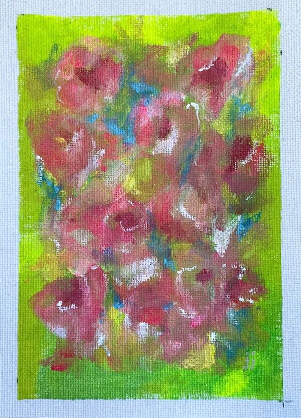 small painting acrylic on canvas paper green gardens flowers janet bright