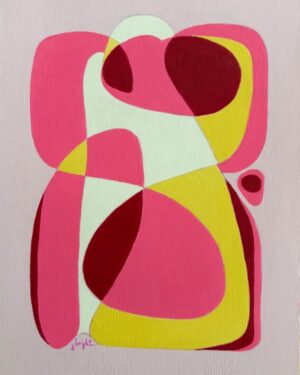 pink yellow red no. 2 medium size original abstract painting modern style