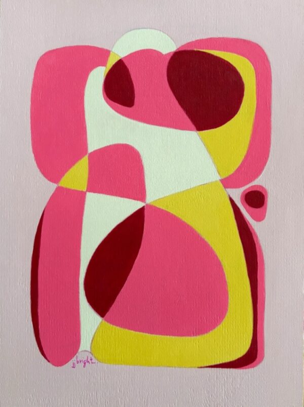 pink yellow red no. 2 medium size original abstract painting modern style