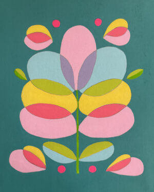 rainbow leaves modern style inspired painting stylized flower