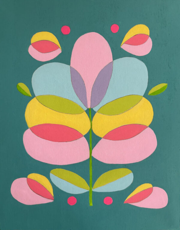 rainbow leaves modern style inspired painting stylized flower