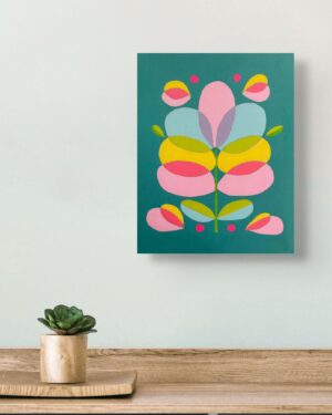 rainbow leaves modern style inspired painting stylized flower