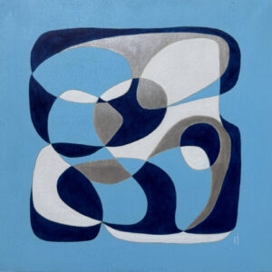 modern art style original painting blue silver art janet bright jjbright