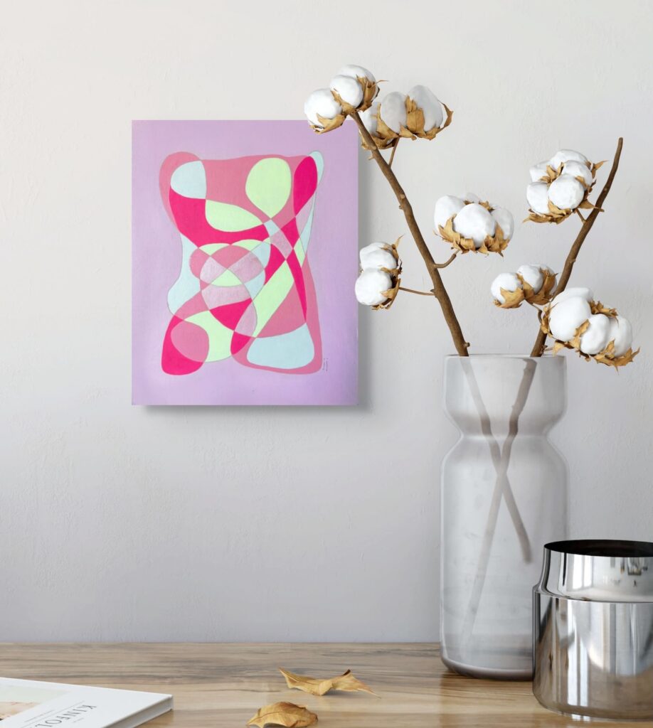 no. 12 light pink yellow white modern inspired abstract painitng