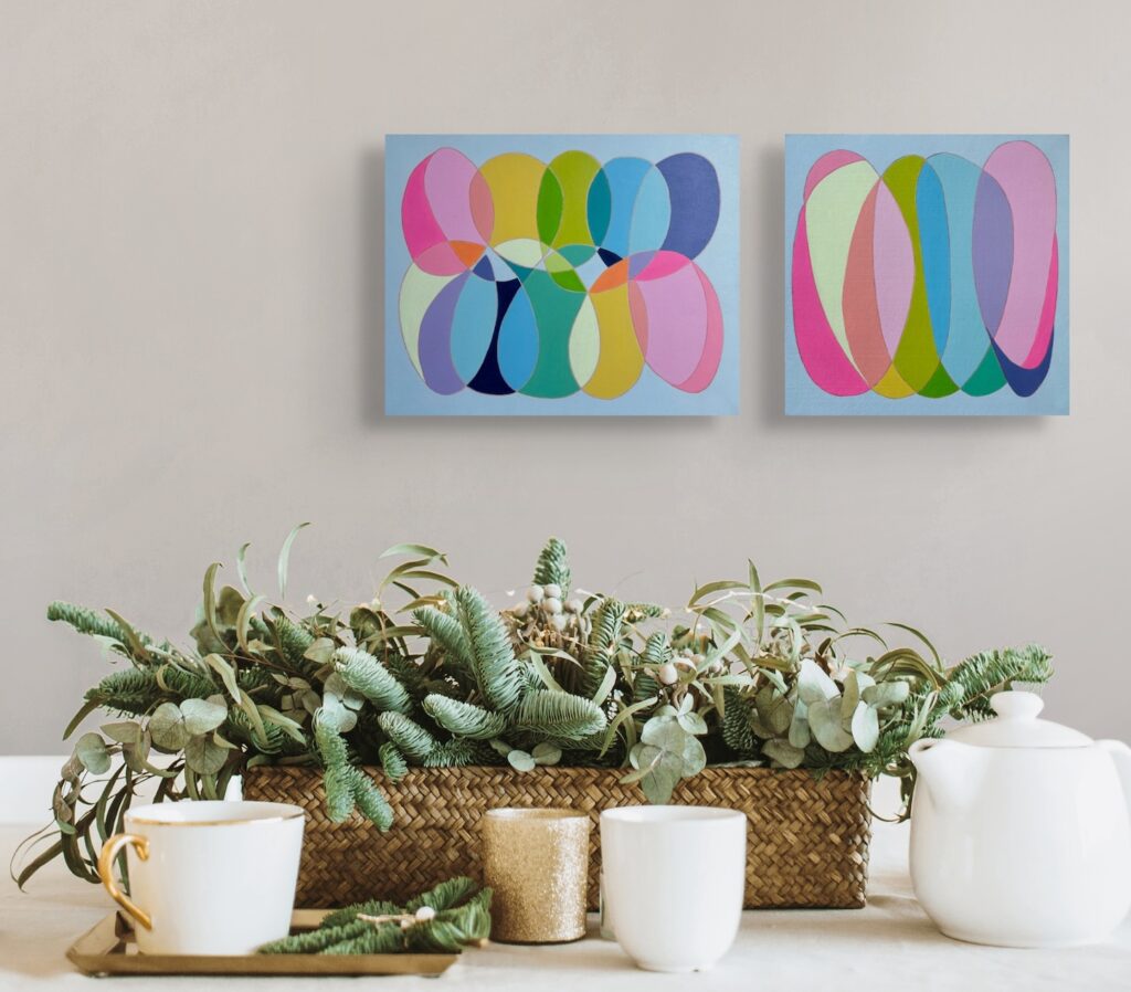 thebrightshoppe art by janet bright canadian art scribble ovals 2 modern inspired colourful