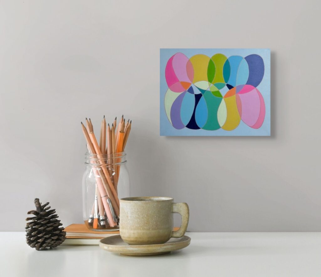 thebrightshoppe art by janet bright canadian art scribble ovals 2 modern inspired colourful