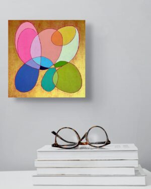 gold and shapes flower canadian original art colourful abstract janet bright