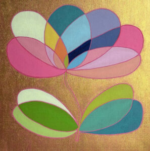 gold and shapes flower canadian original art colourful abstract janet bright