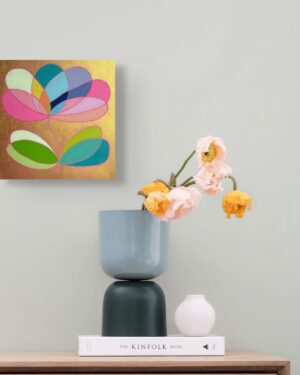 gold and shapes flower canadian original art colourful abstract janet bright