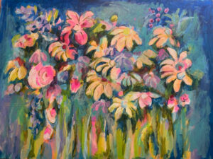 thebrightshoppe original paintings glower garden canadian art janet bright jjbright